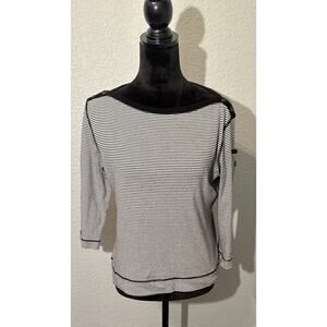 Vintage 90’s Lauren‎ Ralph Lauren Bateau-Neck Tee Black White Old Money Preppy